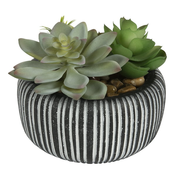 Aloe Artificial Succulent Plants Fake Plants with Gray Imitation Stone Pots for Decoration 